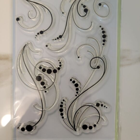 Inkadinkado DOT FLOURISHES #97634 Clear Cling Stamps Set of 5 NEW - Picture 5 of 5